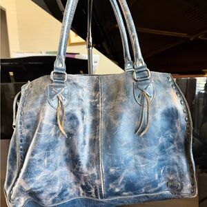 Bed Stu Distressed Blue Leather Travel Bag